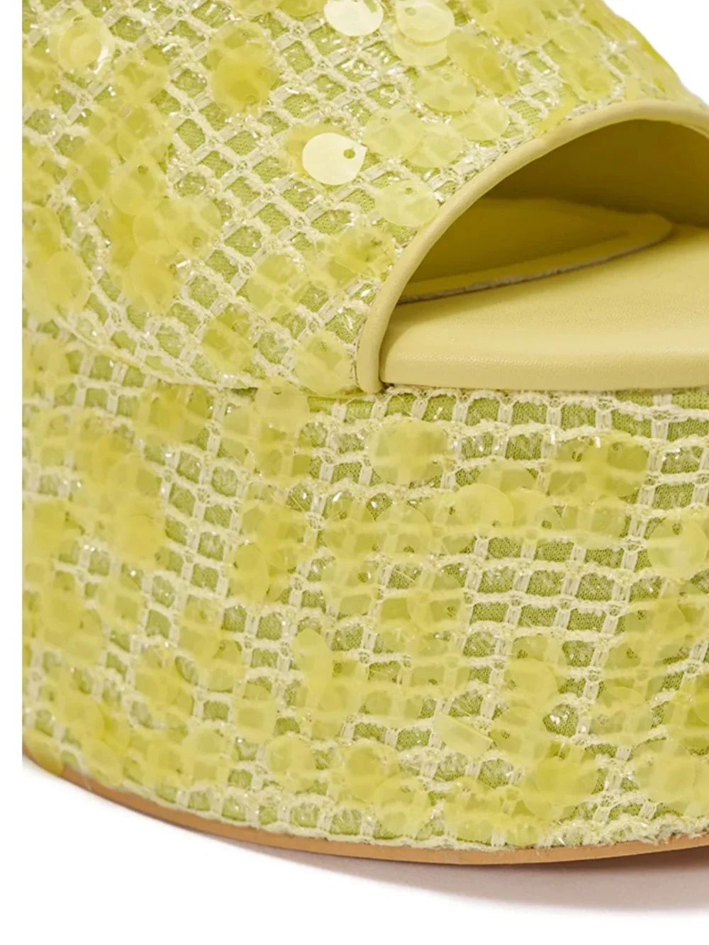 🔥 AZALEA WANG BETSEY YELLOW SEQUIN RAFFIA WEDGE